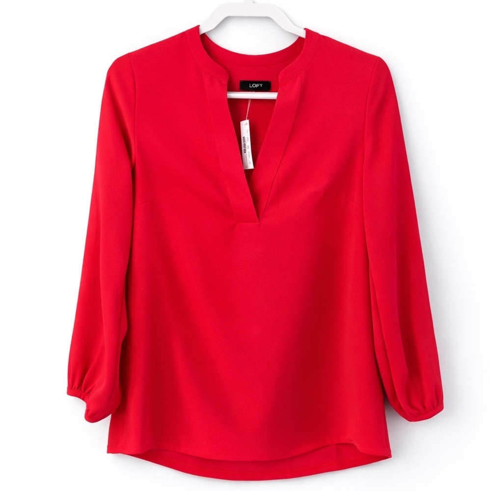 J.Crew NWT Pink Split Neck Blouse XS 3/4 Sleeve Workwear Top Bright